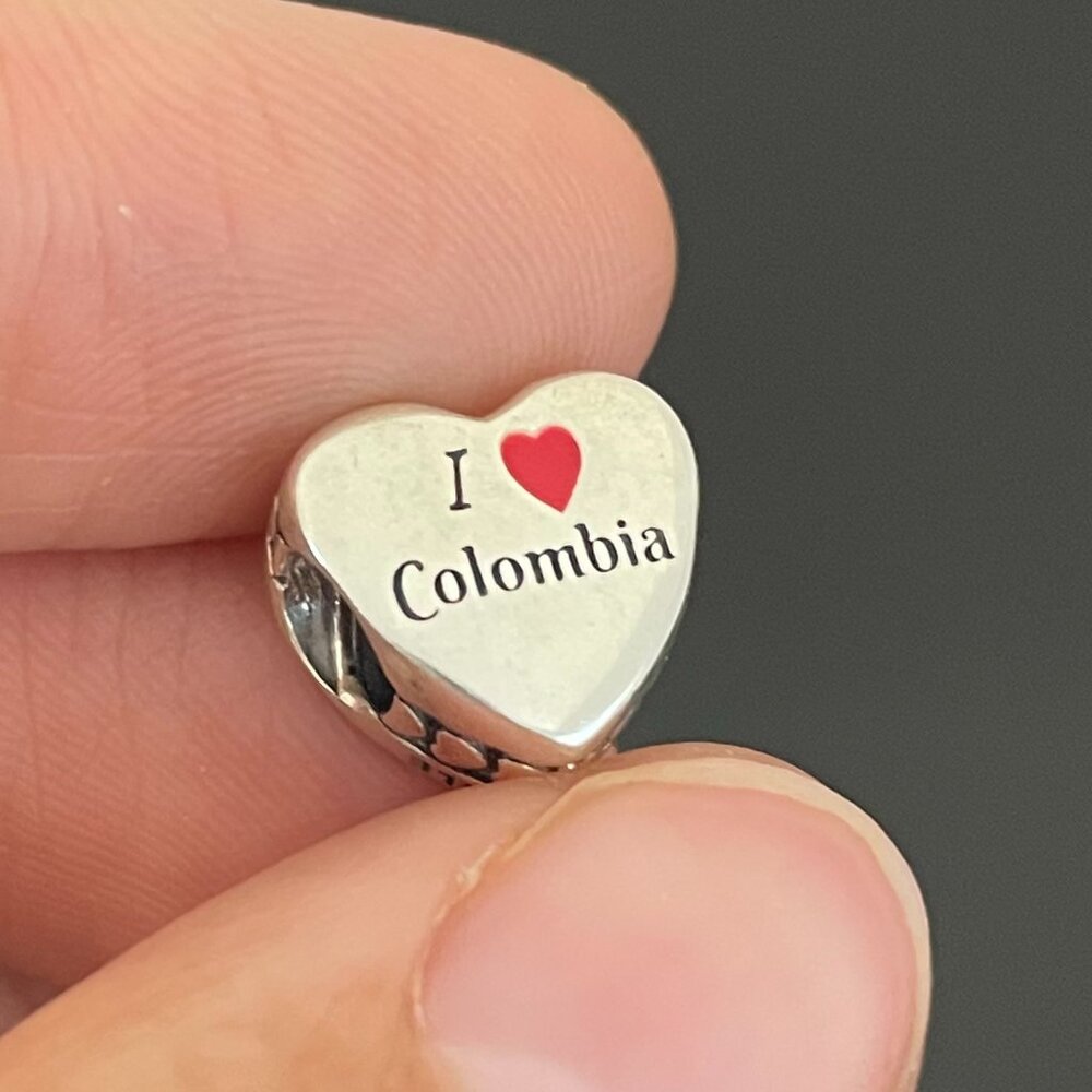 Pandora Colombia Flag Exclusive Heart Charm Bead Charm